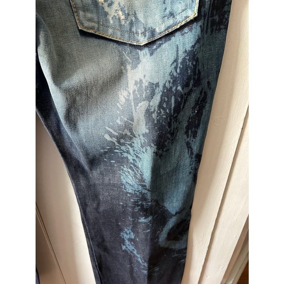 Vintage China rare factory distressed Jeans embroidered button dragon size 40 - Picture 3 of 16